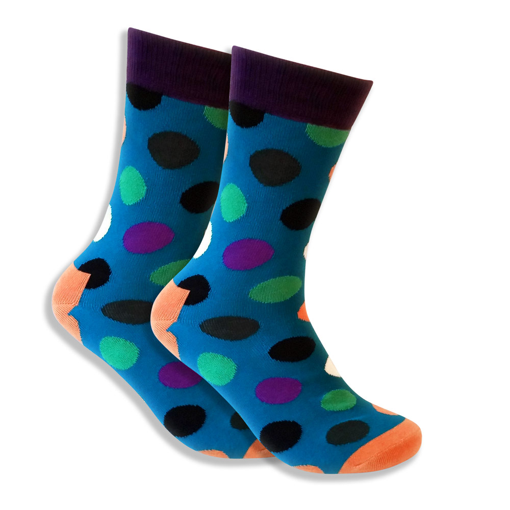 Polka Dot Socks For Men: Blue, Green, Purple, Black & Orange
