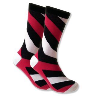 Men's Socks: Red, Black & White Diagonal Stripes