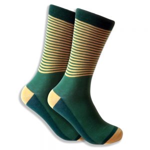 Green & Yellow Striped Socks For Men