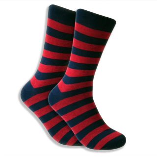 Men's Socks With Horizontal Black & Red Stripes