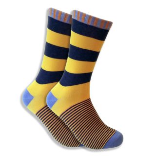 Men's Socks With Wide Purple & Yellow Stripes