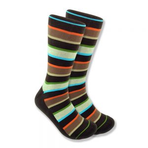 Men's Striped Socks in Brown, Orange & White