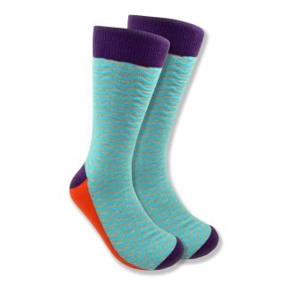 Men's White & Blue Wave Socks
